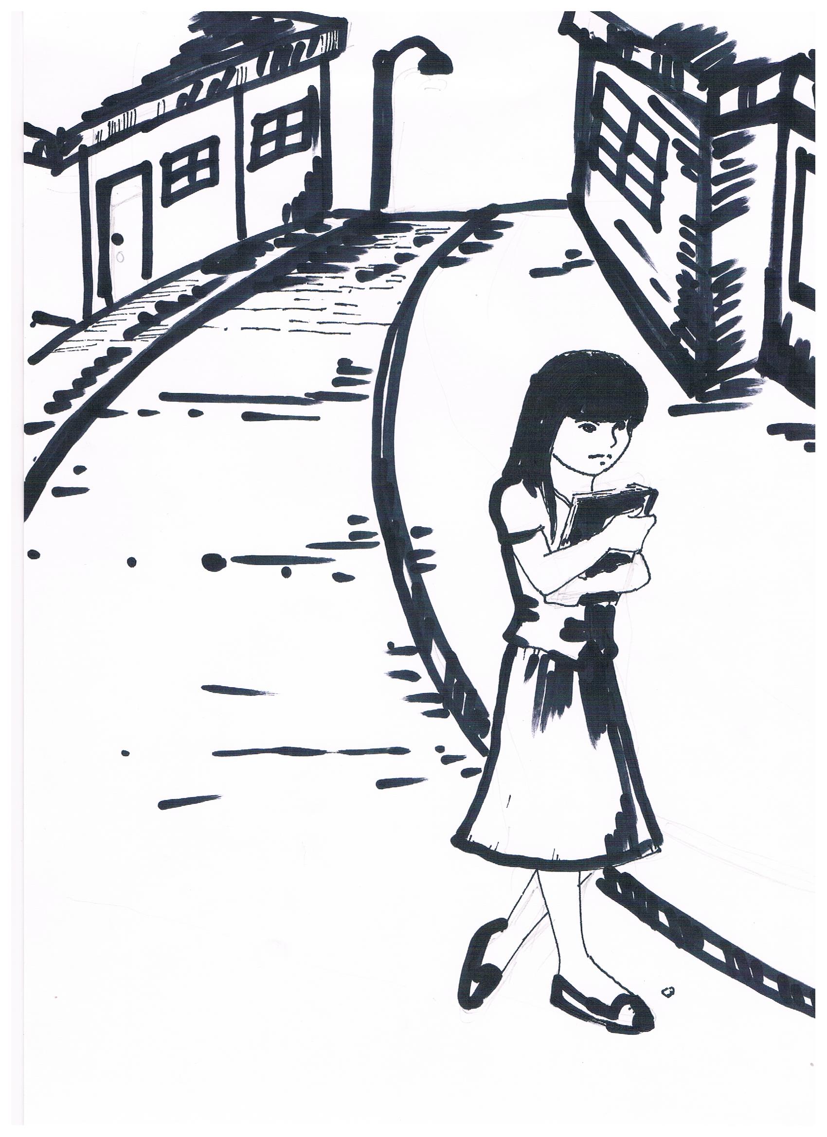 Girl walking alone